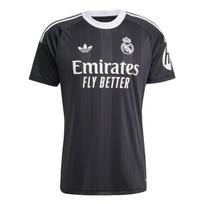 Adidas Originals 25-26 Real Madrid Antri išvykos gerbėjų versija Drėgmę sugeriantis megztinis Paprastas raidžių trumpomis rankovėmis futbolo marškinėlis Vyriški viršutiniai drabužiai JP4173 XL
