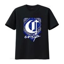 Crip Blue Bandana Print Short sleeve T shirt vintage Washed Casual Comfortable Stylish streetwear Versatile Soft Slightly S