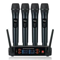 Belaidis mikrofonas rankinis 4 kanalų dažnio VHF fiksuotas dinaminis mikrofonas, skirtas karaoke vestuvių vakarėliui, grupės pasirodymui bažnyčioje C Style-EU Plug