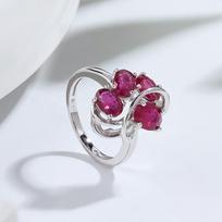 Lengvo prabangaus dizaino natūralaus užpildo rubino žiedas S925 sidabrinis elegantiškas moteriškas papuošalas jubiliejaus ir sužadėtuvių proga US RING SIZE:6# raudona