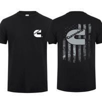 Cummins Dyzelinis T-shirt su Amerikos vėliavos raštu, Juodas Senas Patriotiškas Dizainas 100% Medvilnė Įprastas Vyriškas Laisvalaikio Trumpomis Rankovėmis S