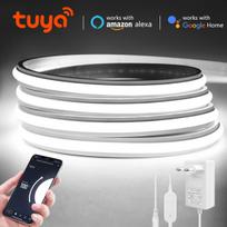 Aukščiausios kokybės tikro silikono neoninė LED juosta 24V Tuya išmanusis WiFi APP Alexa valdymas Lipni COB LED juosta - pjaustoma, atspari vandeniui 2M