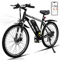 RCB Elektrinis dviratis 26 colių E-Bike Miesto suaugusiųjų, Variklis 350W, Baterija 36V/10.4Ah, 7 Greičiai, Valdymas per APP, Juodas juoda