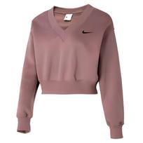 Nike Phoenix Fleece trumpas V formos iškirptės džemperis moterims Smokey-Mauve FN3652-208 XL gray