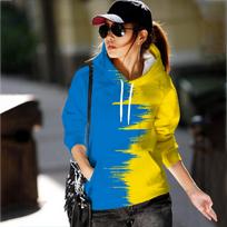 2022 New Oversize Hoodies Blue Yellow Ukraine Flag Women Pulovers Hip Hop Hooded Loose Hoodie Women Sweatshirts Female Tops S
