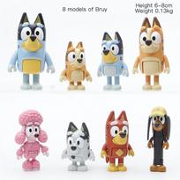 8 vnt. Bluey šeimos žaislinės veiksmo figūrėlės PVC Bluey draugų modelio lėlės vaikams dovanai 8PCS OPP bag