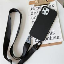 „Crossbody“ karolių dirželis, matinis silikoninis dėklas, skirtas iPhone 14 Pro Max 11 12 13 Mini XR X XS 6S 7 8 Plus SE smūgiams atsparus dangtelis iPhone 12 Mini juoda