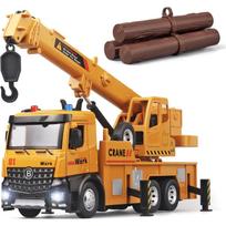 1/50 krano žaislinis metalinis „dieCast“ krano modelis, statybinių sunkvežimių žaislai su imituojamais garsais ir šviesomis, tinkami berniukams nuo 3 metų amžiaus žaislinis kranas 33*9*14cm geltona
