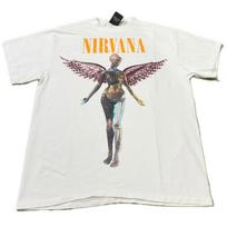 Vintažinis 1993 m. Nirvana In Utero XL dydžio 90-ųjų grupės vienos siūlės baltas marškinėlis REPRINTAS S