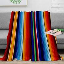 Pilnas meksikietiškų dryžuotas pledas šiltam sofos pledui Flanelinis pledas Nešiojamas minkštas patalynės užtiesalas#(1) 75X95CM pilka spalva
