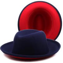 7 spalvų dvispalvė vilnos veltinio Derby skrybėlė su lanku vyrams moterims madinga vakarėlio oficiali fedora kostiumo magijos skrybėlė 55-58CM adjustable black
