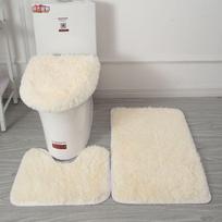 3vnt./komplektas Fluffy Hairs Tualeto dangtis Užvalkalai Vienspalviai Dušo Kilimų Komplektai Dušo kambarys chaki