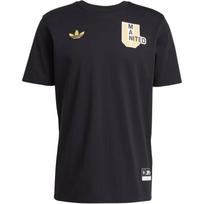 Adidas Originals Manchester VRCT Marškinėliai FW24 United Medvilniniai Madingi Patogūs Sportiniai Apvalia Kaklo Trumpomis Rankovėmis T-Shirt Vyriški Viršutiniai Drabužiai Juodi JL6115 M