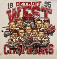 1995 NHL Detroit Red Wings marškinėliai Champion Balti Unisex Visų dydžių JJ5548 S