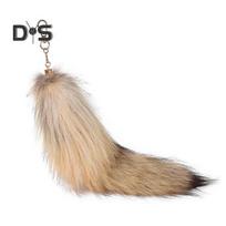 Dirbtinės lapės uodegos raktų pakabukas pakabukas rankų darbo dirbtinio kailio uodega Cosplay Renesanso kailinė uodega rankinės aksesuaras 40cm F
