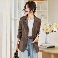 Kostiuminė natūralios odos striukė moterims Pavasariui ir Rudeniui Naujas Temperamentas Slim Slim Odinė Striukė Viršus M