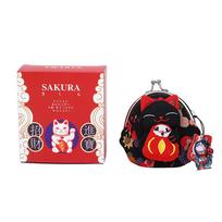 Casual Japanese Style Maneki Neko Coin Purse Doll Wallets Lucky Cat Clutch Bag Flower Printing Pu Card Holder Outdoor