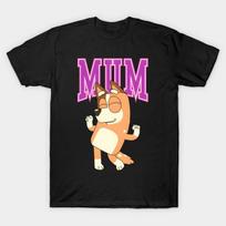 Men Black Print T-shirt Bluey Mum Mom No-Cut Transfer Paper Print Cotton Tshirt XL juoda
