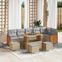 10 dalių sodo sofa komplektas su pagalvėlėmis smėlio poli ratanas akacija,2 vietų sodo sofa su pagalvėlėmis smėlio poli ratanas,4 dalių sodo valgomojo komplektas su pagalvėlėmis smėlio poli ratanas akacija