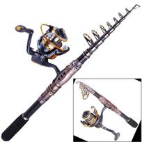 Meškerės ir ritės kombinacijos Anglies pluošto teleskopinė meškerė su ritės deriniu 1.5m Rod&2000Reel