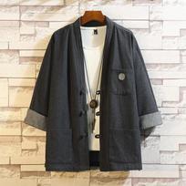 Japoniško stiliaus kimono haori samurajų chalatai suknele Kinietiška Hanfu megztinė Striukės mada Retro Qipao viršutiniai džinsiniai paltai Laisva palaidinė 5XL juoda