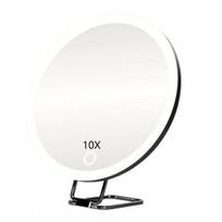 10/20/30X Didinamasis veidrodis su LED apšvietimu, pincetu, 360 laipsnių besisukantis, nešiojamas, pakabinamas ant sienos 10X juoda