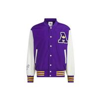 Adidas Originals Trefoil Rifta Bomber striukė su raidžių siuvinėjimu ir spalvų blokų juostomis Vyriški viršutiniai drabužiai Kolegialiai violetinė IU4792 L