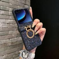 Motorola Razr50 Blizgus žiedas telefono dėklas - Itin lengvas, Atsparus kritimui, Prabangus dizainas Razr 50 juoda spalva spalva