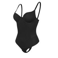 Moteriški besiūliai stringai formuojantys drabužiai Tummy Control Waist Trainer Body Sculpting Shaper Invisible Lieknėjantis apatinis trikotažas su paminkštinta liemenėlė S juoda