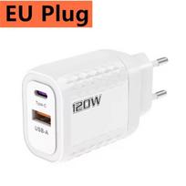 120W USB C įkroviklis GaN greitojo įkrovimo įkroviklis PD greitasis įkrovimas QC3.0 sieninis adapteris iPhone 15 Xiaomi POCO Samsung Huawei Oneplus EU Plug balta