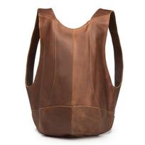Vyriška retro tamsiai ruda Crazy Horse odos kuprinė - koledžo stiliaus studentams Royal Blue - Adjustable Straps