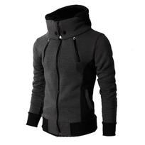 Vyriški gobtuvai su užtrauktuku Pavasario rudens vilnos megztiniai su gobtuvu Vyriški sportiniai drabužiai skara Apykakle Slim Fit Top Vyriška Nauja Mada Hoody Vyras XS tamsiai pilka spalva