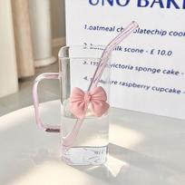Nespresso ledinio kavos puodelis su šiaudeliu Mielas puodelis su lanku Stiklinis puodelis vasaros gėrimams Vandens termosas su rankena Namų indai Gėrimams Dovana 300-400ml rožinė