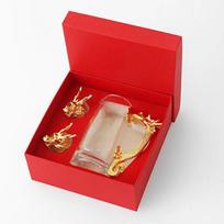 Kinijos Zodiako drakono vyno taurių rinkinys – Elegantiškas gyvūnų galvos puodelio dovanų dėžutės reklama Gift Box Set juoda