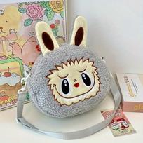 Miela animacinio personažo crossbody messenger krepšys, pliušinis su užtrauktuku, vienspalvis pečių krepšys, iškamša crossbody piniginė