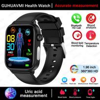2025 Naujas EKG+PPG Kraujo Riebalų Šlapimo Rūgšties Sveikatos Išmanusis Laikrodis Vyrams Moterims Širdies Ritmas Kraujospūdis Bluetooth Skambutis Išmanusis Laikrodis skirtas IOS Android Black silicone belt
