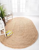 Ovalus Džiuto Kilimas Natūralus Rankų Darbo Vintažinis Rytietiškas Apverčiamas Ovalo Formos Grindų Kilimas 60 cm x 90 cm (2x3feet) smėlis