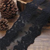 1 metras medvilninio gėlėto siuvinėto tinklinio mozaikinio nėrinio DIY drabužių siuvimo audinio 12 cm pločio DIY drabužių užuolaidų aksesuarai juosta 1 Meter Length juoda