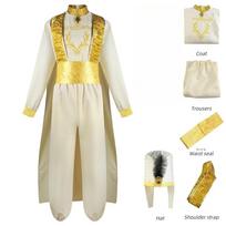 Aladino Cosplay Arabų Naktys Magiška Lempa Vyrų Arabų Princas Kostiumų Rinkinys Su Skrybėle Helovynui Sceniniams Pasiruošimams S