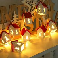 1,5/2/3m LED Kalėdinė Dekoracija Medinis Namelis Girlianda Kalėdų Senelis Kalėdinės Eglutės Baterija USB Girlianda Namų Dekoras Christmas Tree-1.5m Battery Type