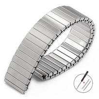 Elastingas metalinis laikrodžio dirželis 16mm 18mm Swatch laikrodžiui Tempimo plėtimasis Nerūdijančio plieno laikrodžio dirželis Vyrams Moterims Apyrankės Aksesuarai 16mm&S sidabras