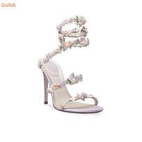 Madingos drugelio gėlės kristalinės kulkšnies juostelės basutės Bling Bling gėlės stiletto kulniukai batai smailus pirštas moteriškos naujausios modernios basutės 34
