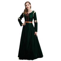 Moterų drąsusis Merida žalias ilgas suknelės kostiumas Helovino Cosplay M