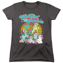 My Little Pony Retro Atsipalaiduoju su savo poniais Moteriški marškinėliai Anglies spalvos S