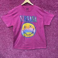 Nirvana Smiley Face Logo Pink T-Shirt M