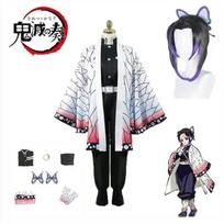 Anime Demon Slayer Kimetsu Geen Yaiba Kochou Shinobu Cosplay Kostuum Pruik rinkinys Kimono uniforma Helovino anime Kostuums Voor Kid L