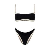 Yousheng 2 vnt./rinkinys Moteriškas bikini rinkinys Petnešėlės Juostelė Paminkštinta liemenėlė Aukšto juosmens kelnaitės Rinkinys Skeltas dizainas Paplūdimio atostogų drabužiai XL juoda