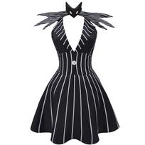 Anime Jack Skellington Cosplay Kostiumas Kalėdinis Apranga Juoda Dryžuota Suknelė Moteriai Helovino Kostiumas Moteriai XL smėlis