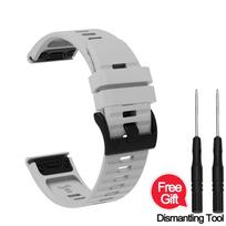 22mm 26mm Silicone Strap For Garmin Fenix 7X 7 Pro Solar/6X 6 Sapphire 5 5X Plus 3 3HR/Epix QuickFit WatchBand 1:1 Official band Quick Fit 22mm pilka spalva