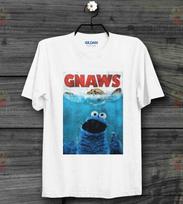 Sezamo gatvės Sausainių monstras kramto Vintažiniai šaunūs unisex marškinėliai B406 S blue